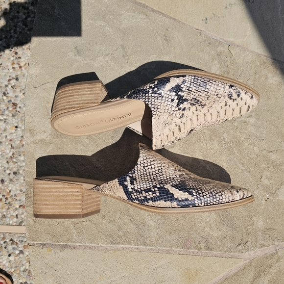 Gibson Latimer goat leather Slip-On Mules Block Heel Office Chic 10M - Picture 7 of 13